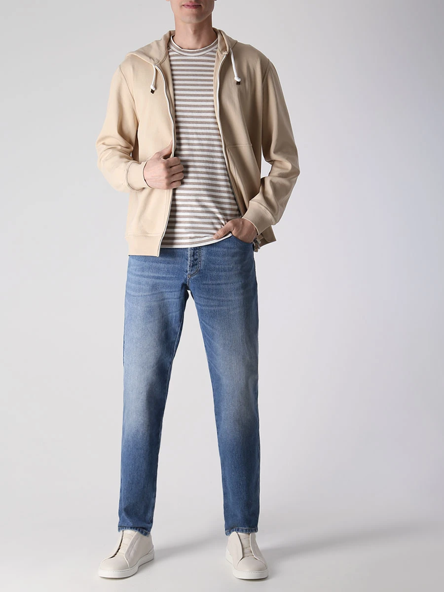 Джинсы Slim Fit хлопковые BRUNELLO CUCINELLI M283PJ2010 C1470 Голубой  Фото 2