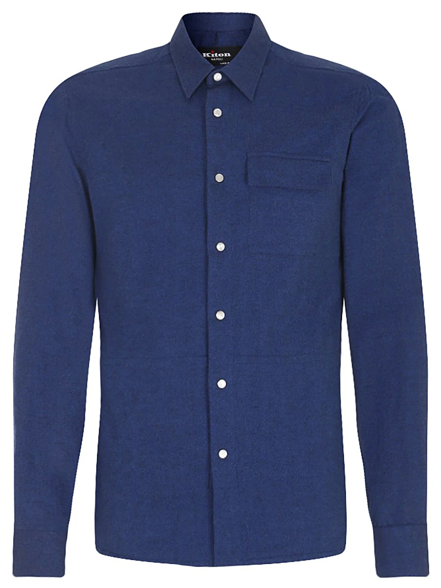 Рубашка Regular Fit хлопковая KITON UMCBUBAH0825601000, размер 50, цвет синий - фото 1
