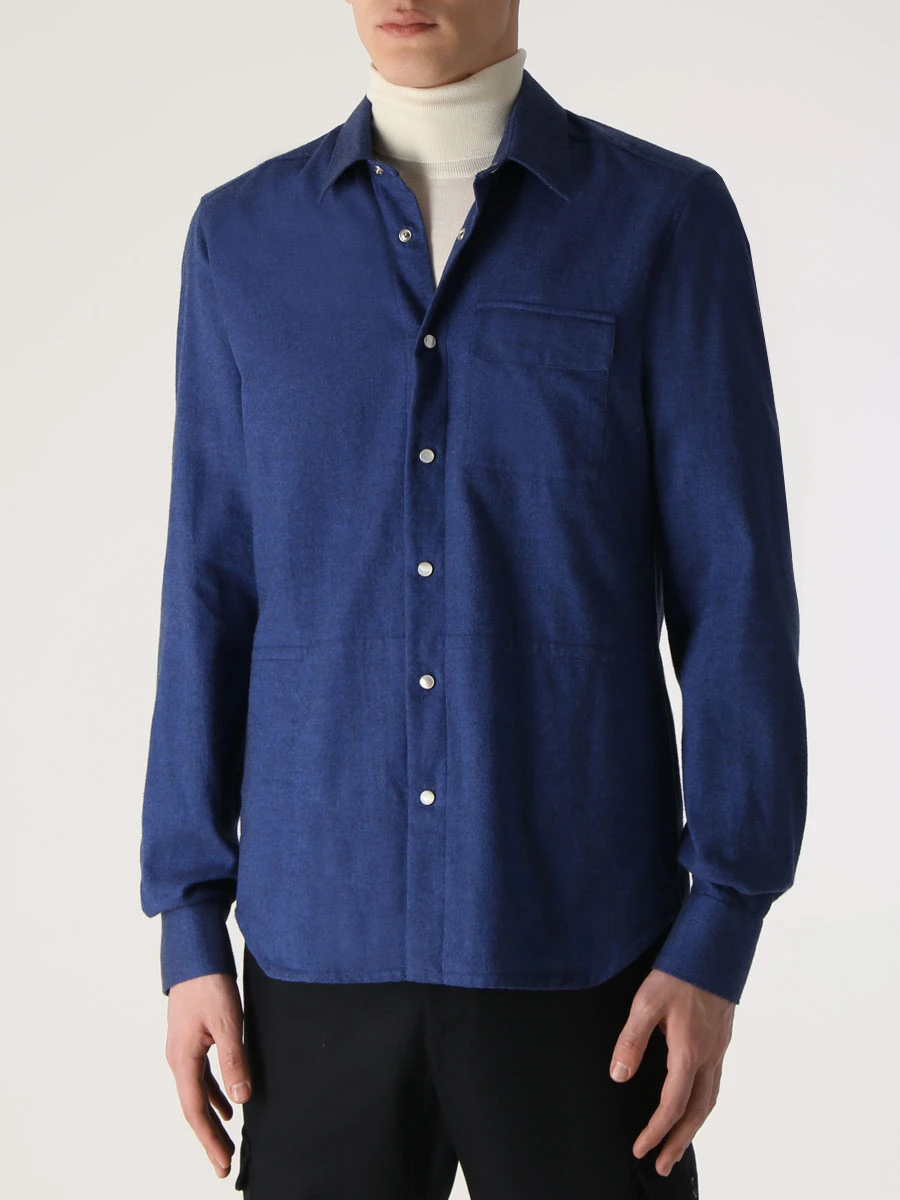 Рубашка Regular Fit хлопковая KITON UMCBUBAH0825601000, размер 50, цвет синий - фото 4