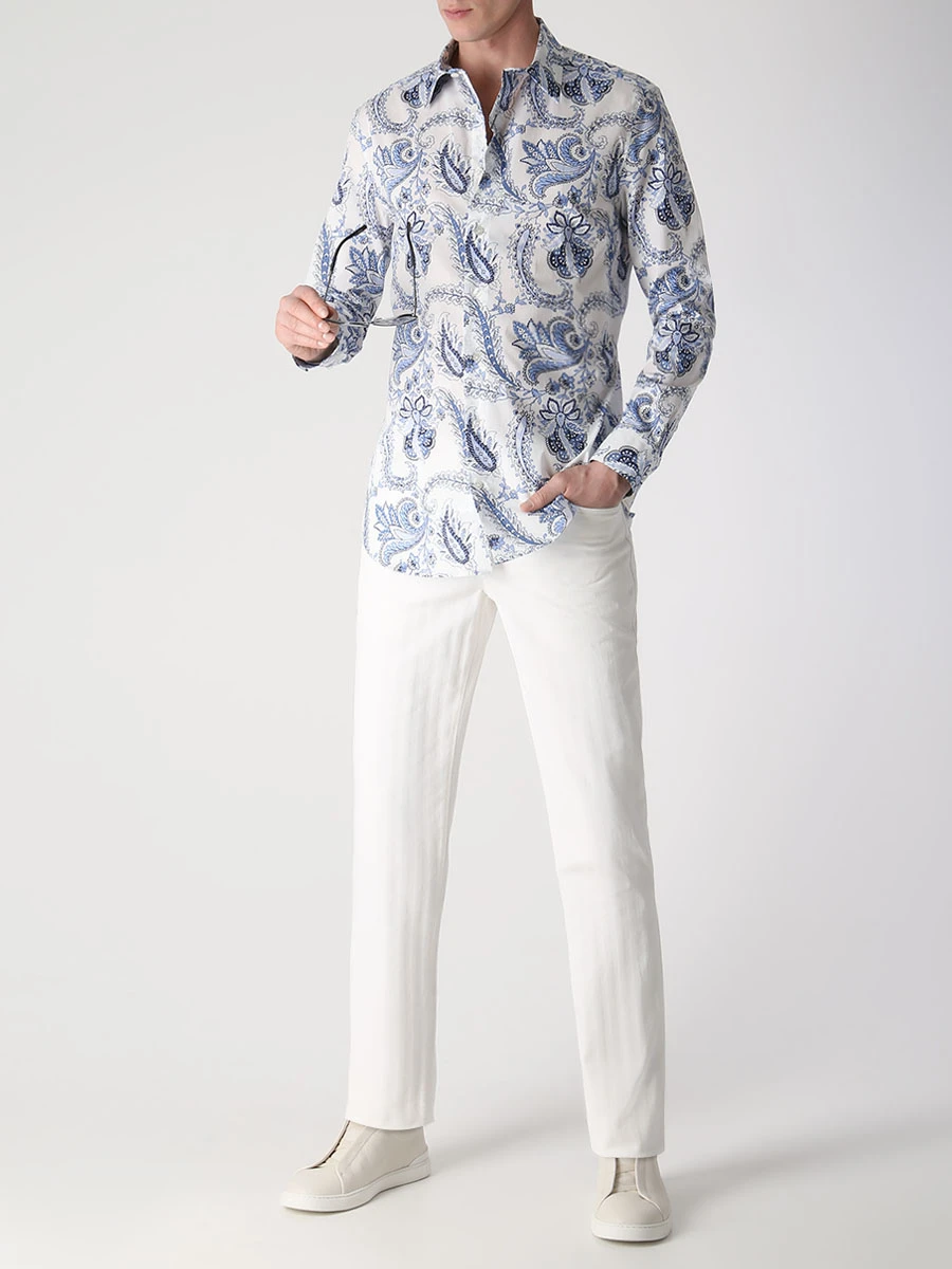 Рубашка Slim Fit хлопковая ETRO U11451/4721/990 SF Белый  Фото 2