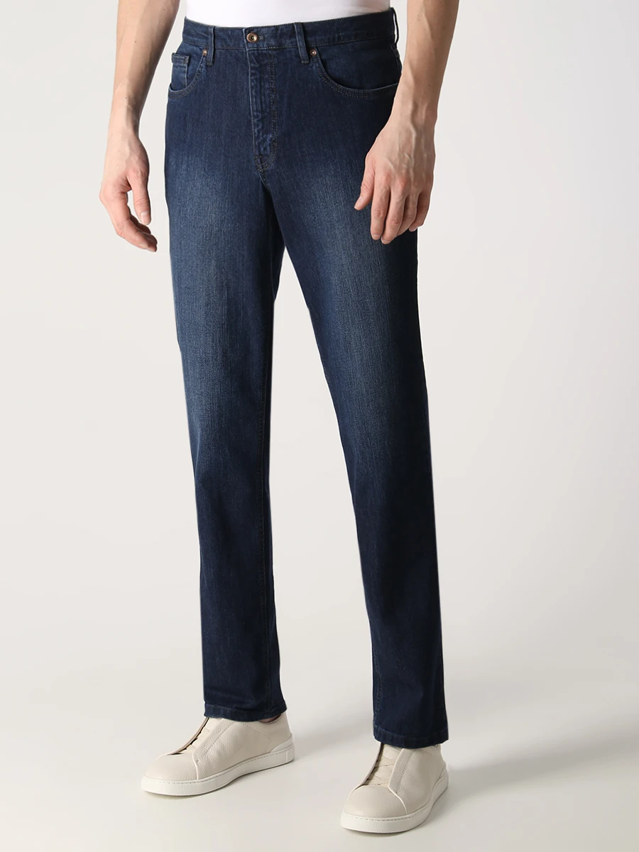 Джинсы Regular Fit хлопковые HILTL 74878 42/PARKER Синий Деним  Фото 4