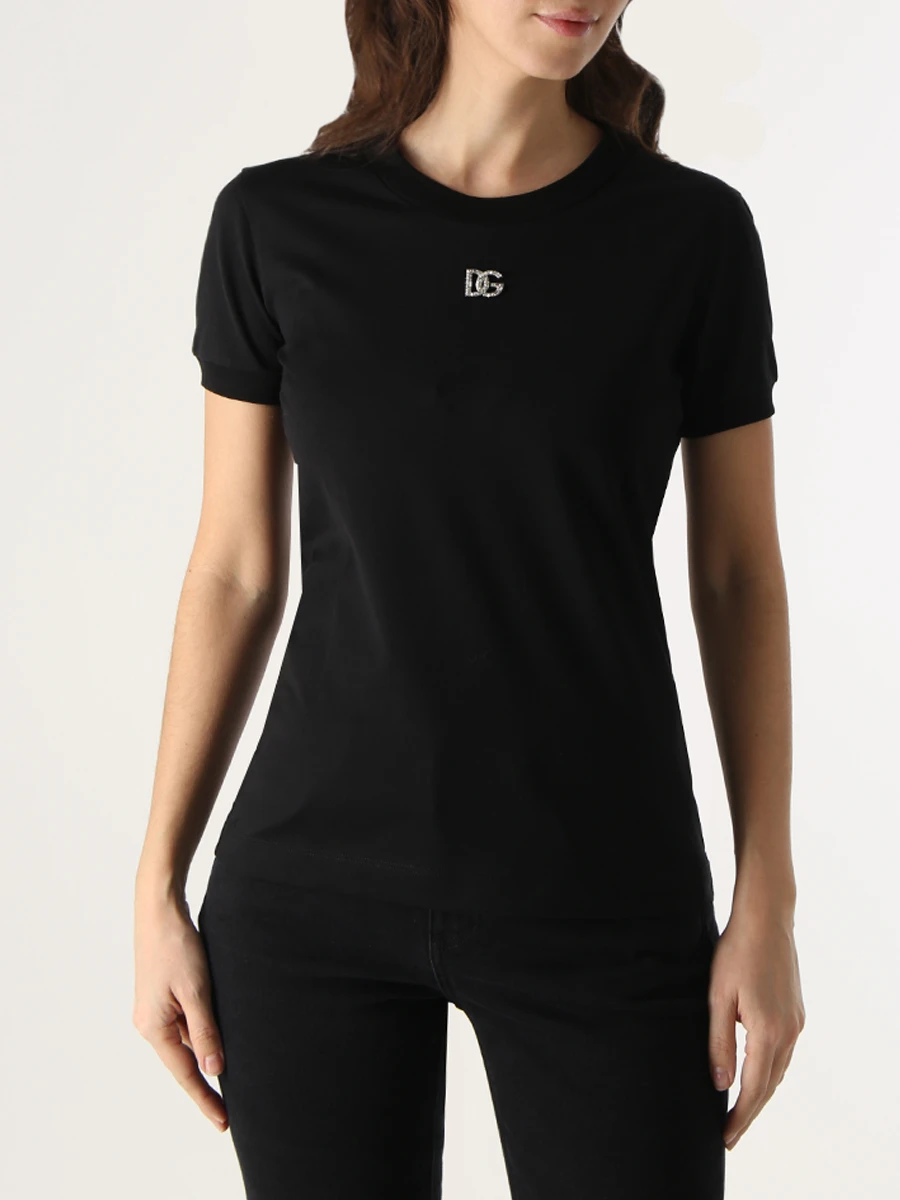 Футболка хлопковая DOLCE & GABBANA F8T00Z G7B3U N0000 Черный  Фото 4
