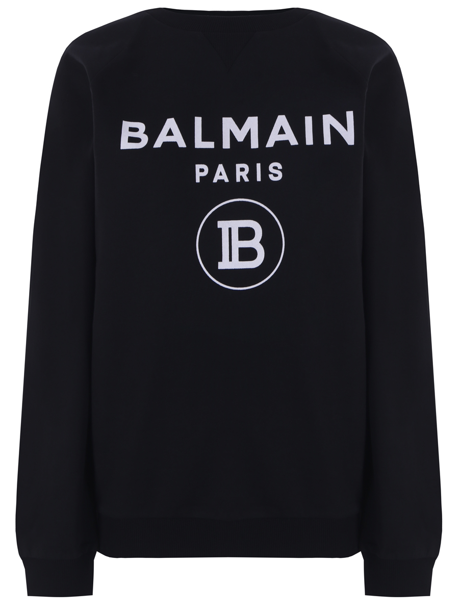 Свитшот хлопковый с принтом BALMAIN