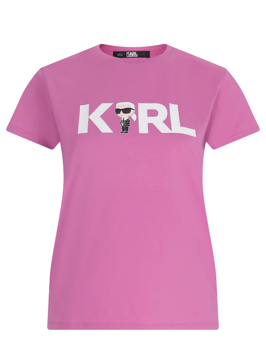 

Футболка хлопковая с принтом Ikonik 2.0 Karl logo, Розовый, 230w1706 387 KARL