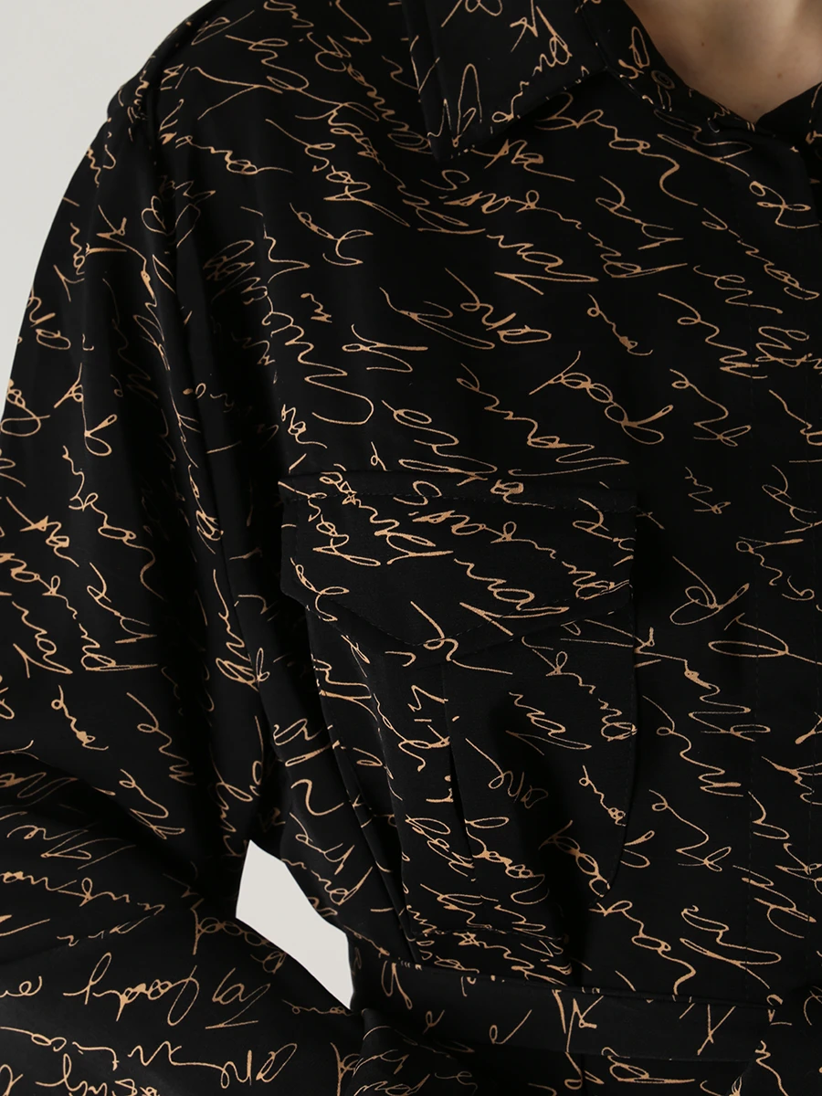 Платье из вискозы с принтом RACHELLFABRI Рэми Бежевая роспись, размер 48 - фото 5