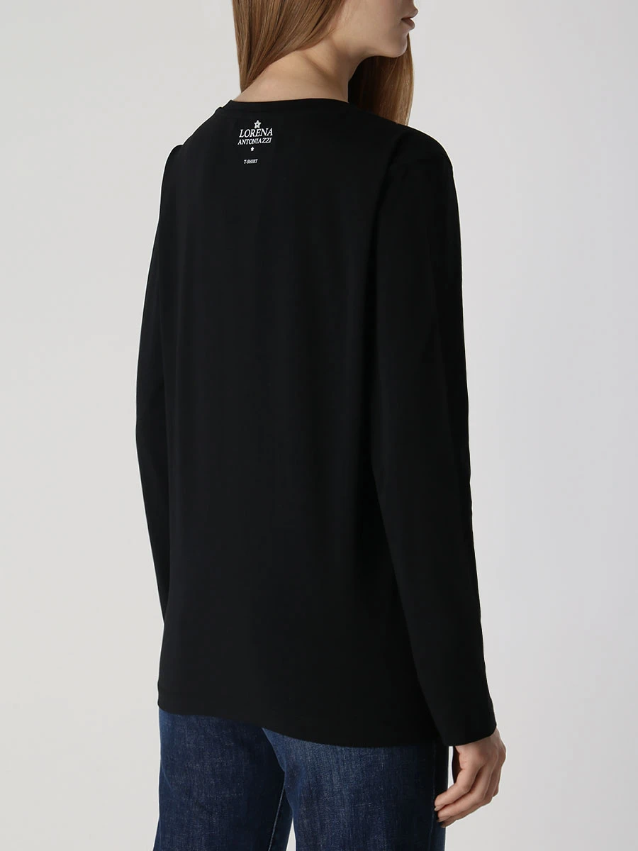 Лонгслив хлопковый LORENA ANTONIAZZI P2308TS10A/9999 999 Черный  Фото 3