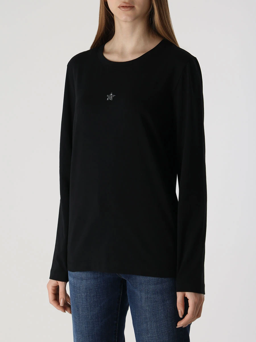 Лонгслив хлопковый LORENA ANTONIAZZI P2308TS10A/9999 999 Черный  Фото 4