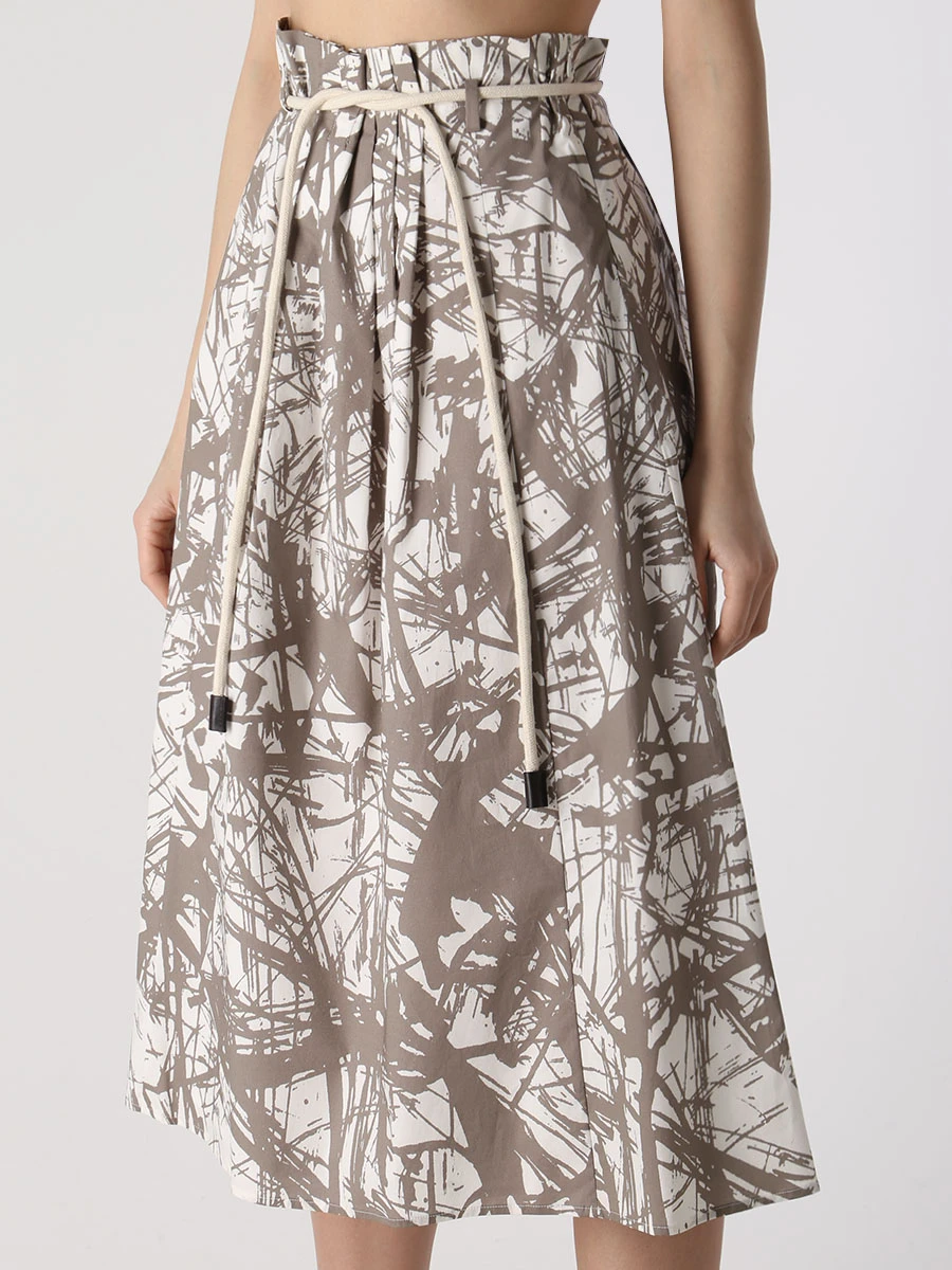 Юбка хлопковая с принтом LORENA ANTONIAZZI P2366G010A/4227 1440 Бежевый  Фото 4