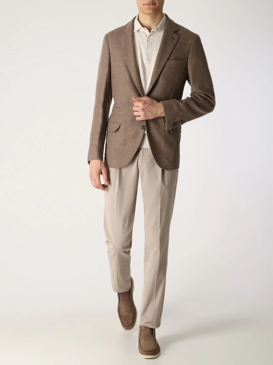 Брюки хлопковые на кулиске BRUNELLO CUCINELLI M289LE1740 C6266 Бежевый  Фото 2
