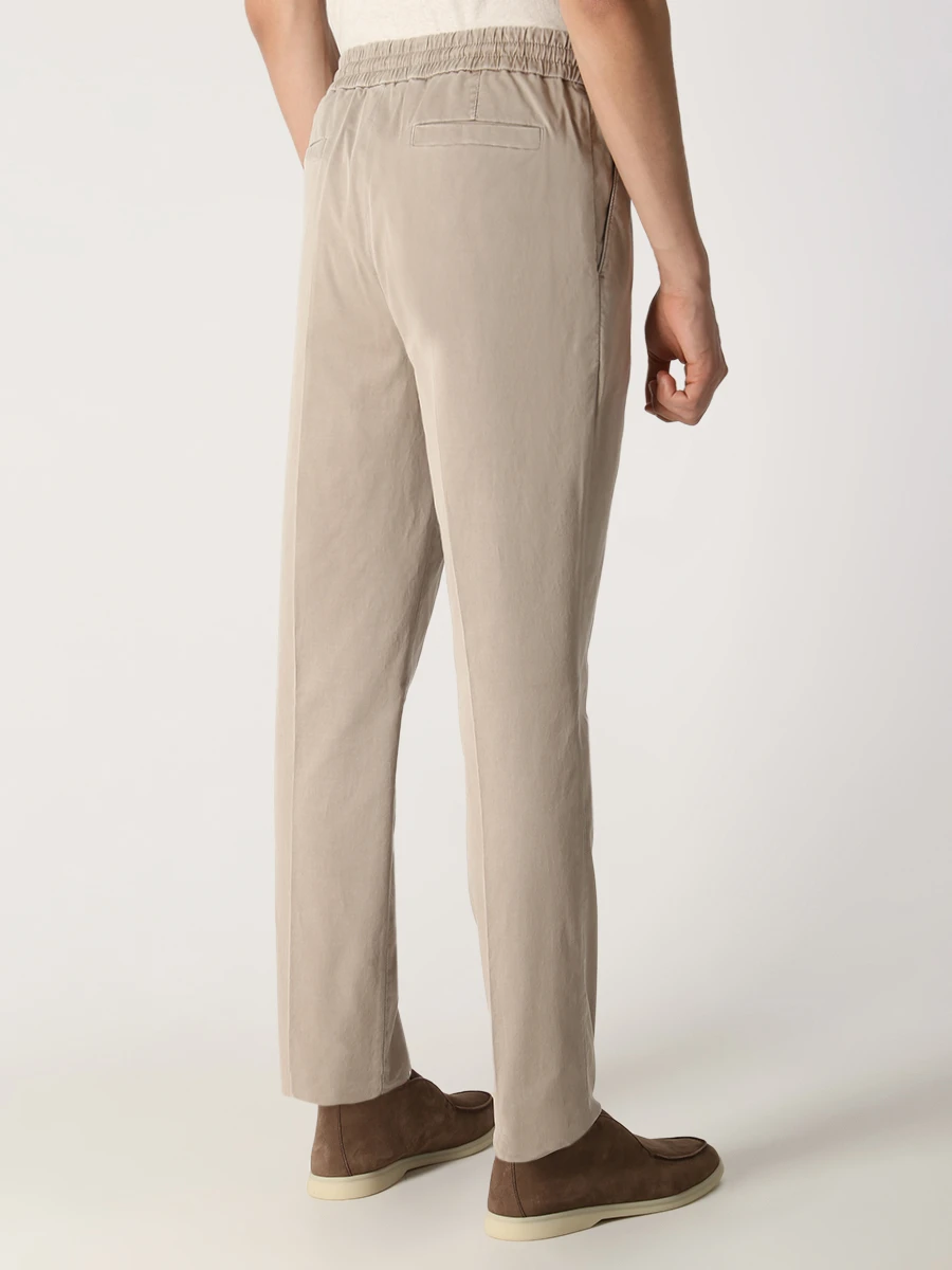 Брюки хлопковые на кулиске BRUNELLO CUCINELLI M289LE1740 C6266 Бежевый  Фото 3