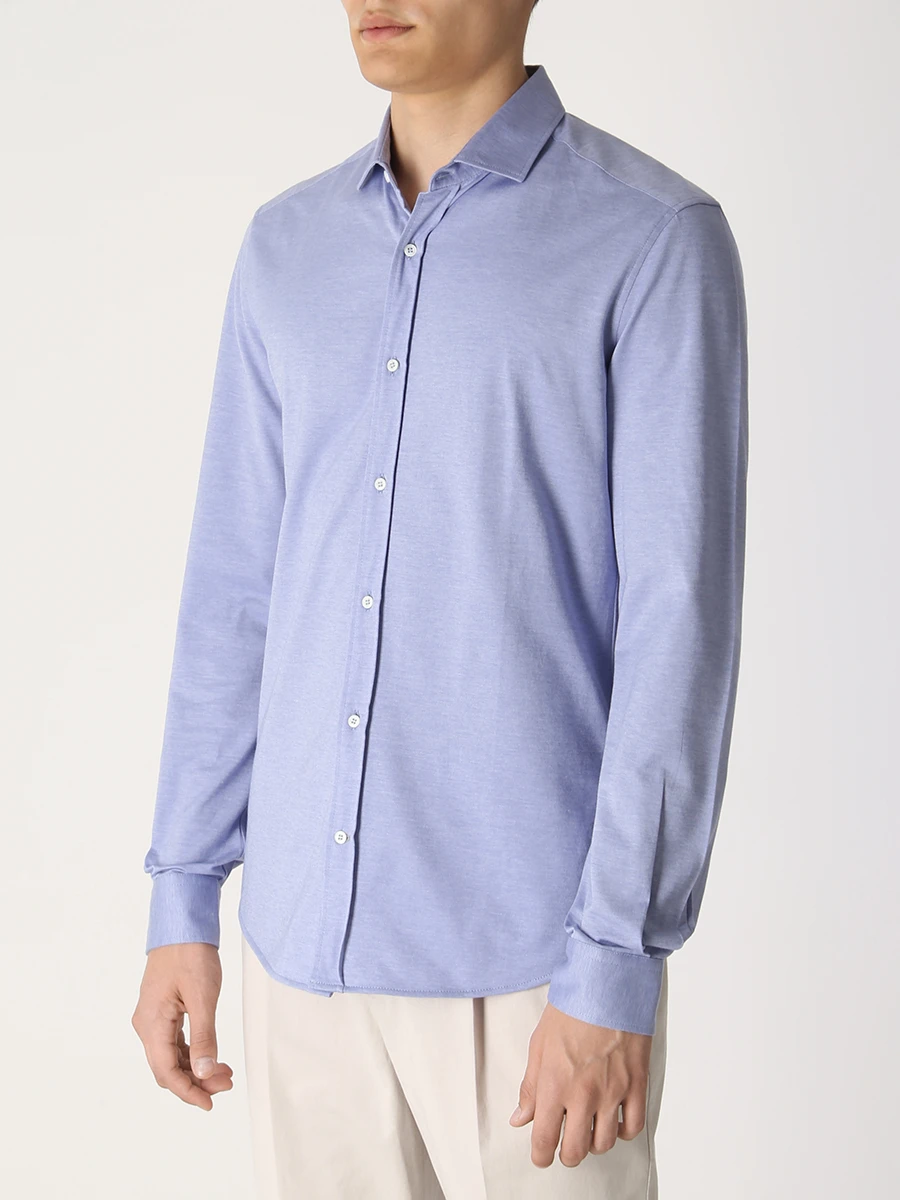 Рубашка Leisure Fit хлопковая BRUNELLO CUCINELLI MTS406699 C9665 Голубой  Фото 4
