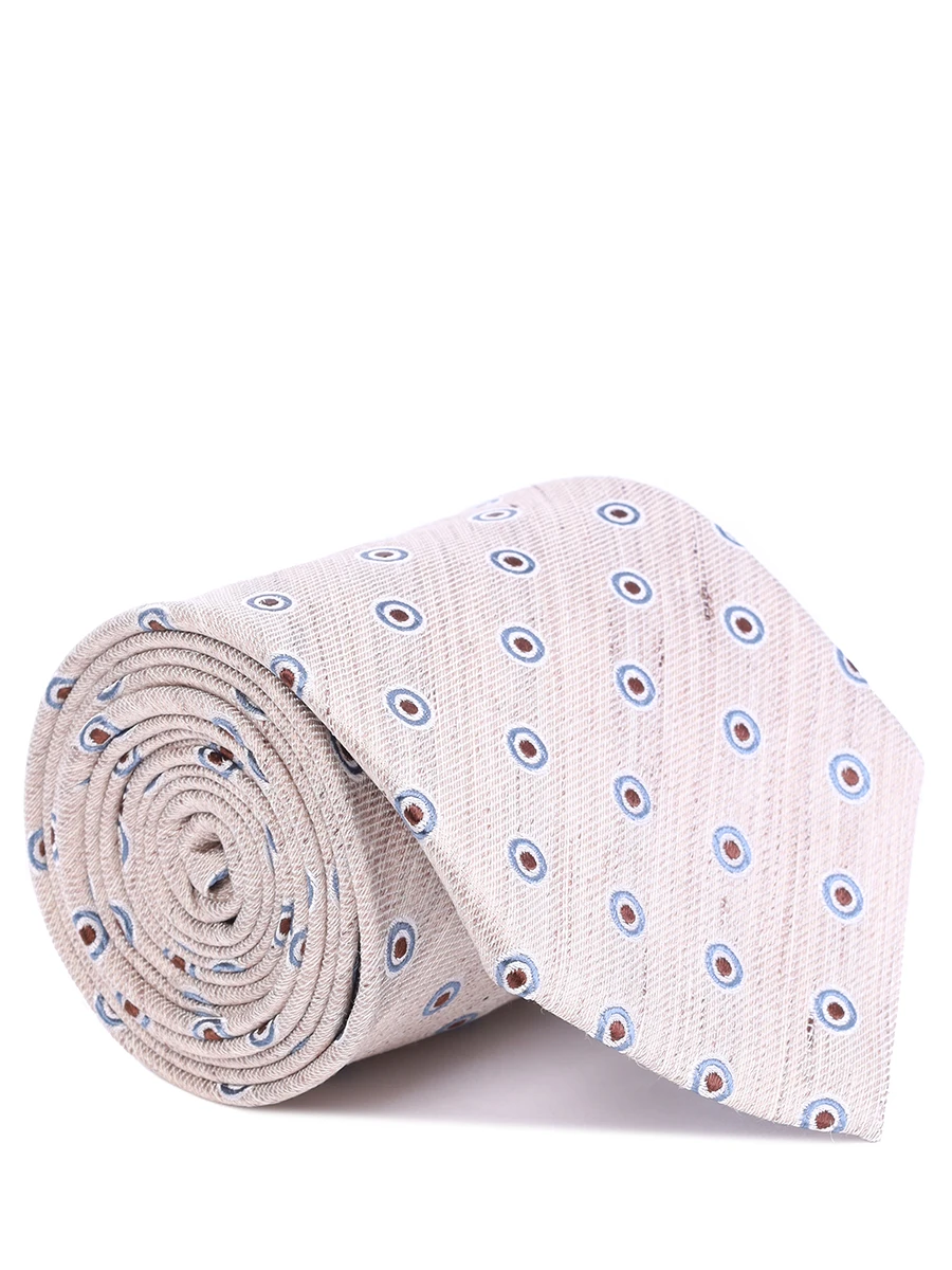 Галстук шелковый с принтом CANALI HJ03739/18/1 Круг, Бежевый 