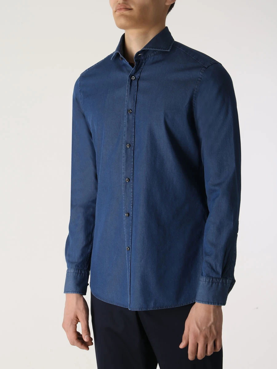 

Рубашка Slim Fit хлопковая, Синий, 50490579/460