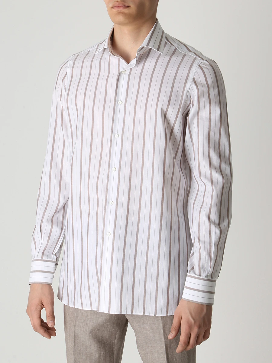 

Рубашка Slim Fit хлопковая в полоску, Полоска, CMM123X02 WN20