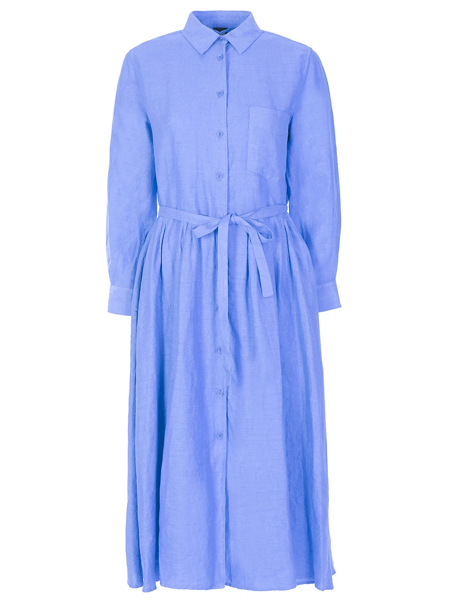 

Платье-рубашка льняное, Голубой, 2953 C195 85122