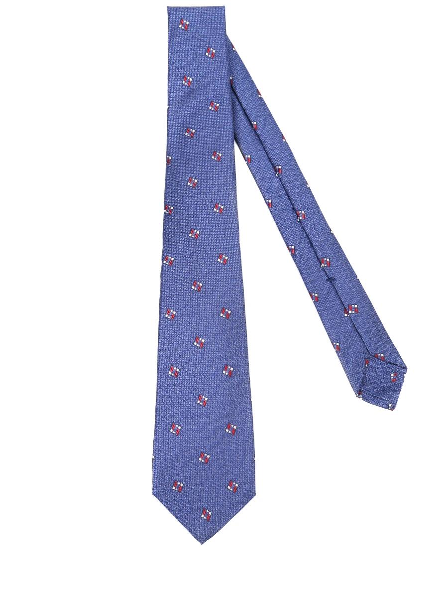 Галстук шелковый с принтом KITON UCRVKPC05H2602000 Синий  Фото 2