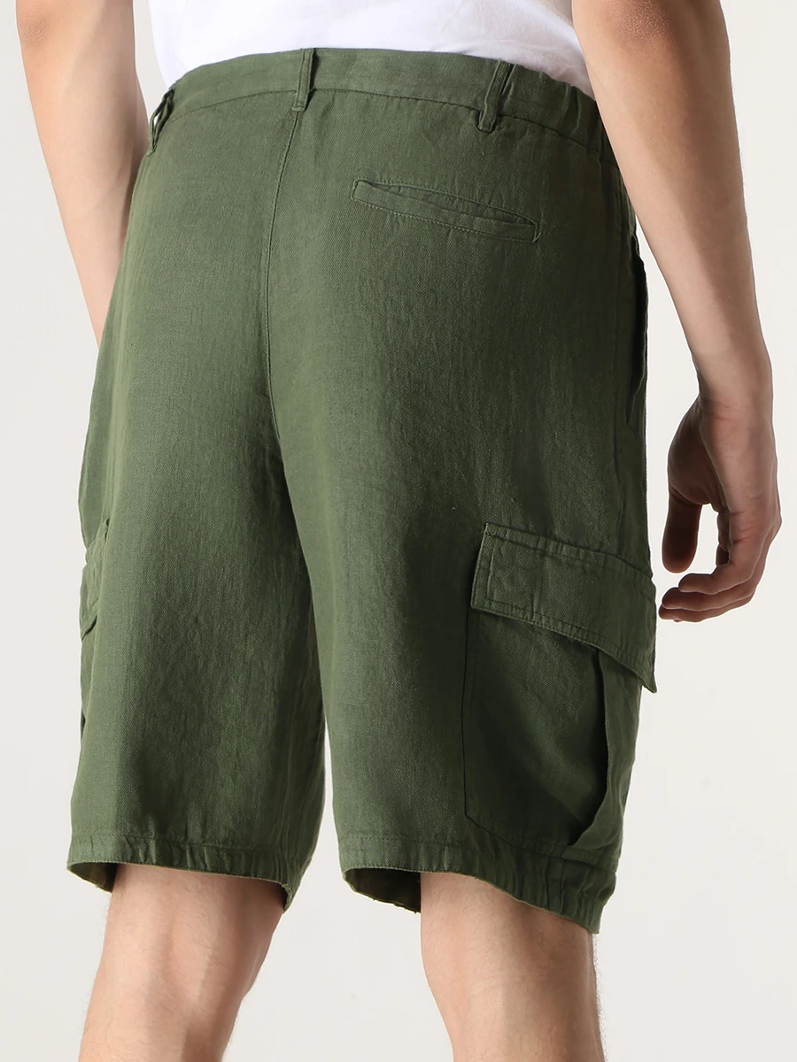 Шорты-карго льняные 120% LINO Y0M29D4D943000/Y030 Зеленый  Фото 3