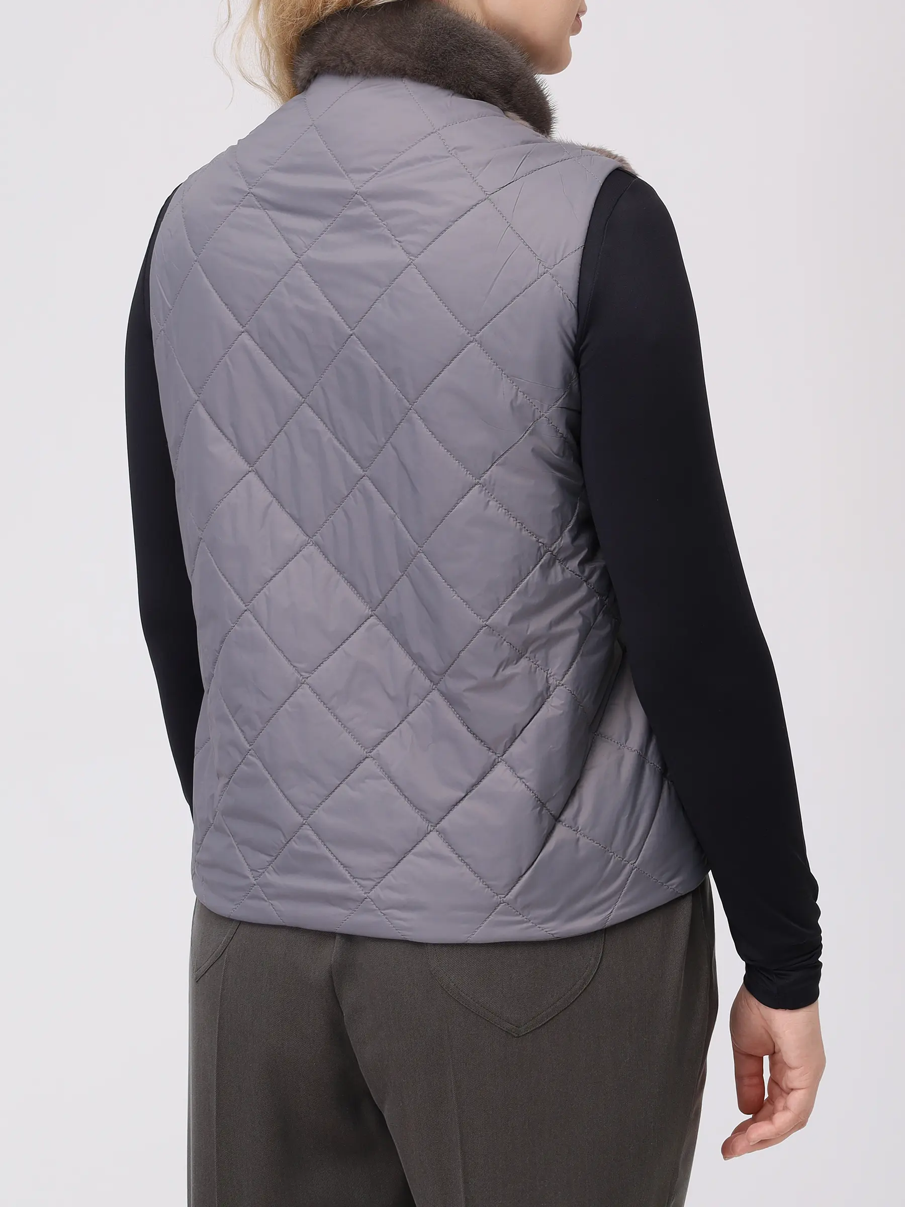 Жилет с мехом норки MANZONI 24 22M124 VNYTR2F Серый  Фото 4