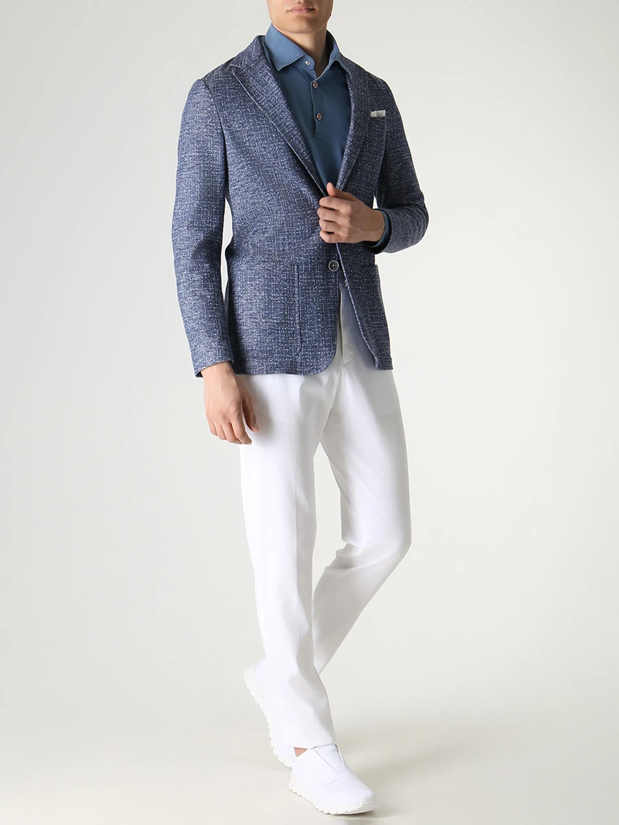 Поло Regular Fit хлопковое KITON UMCPOSH0841603000 Голубой  Фото 2