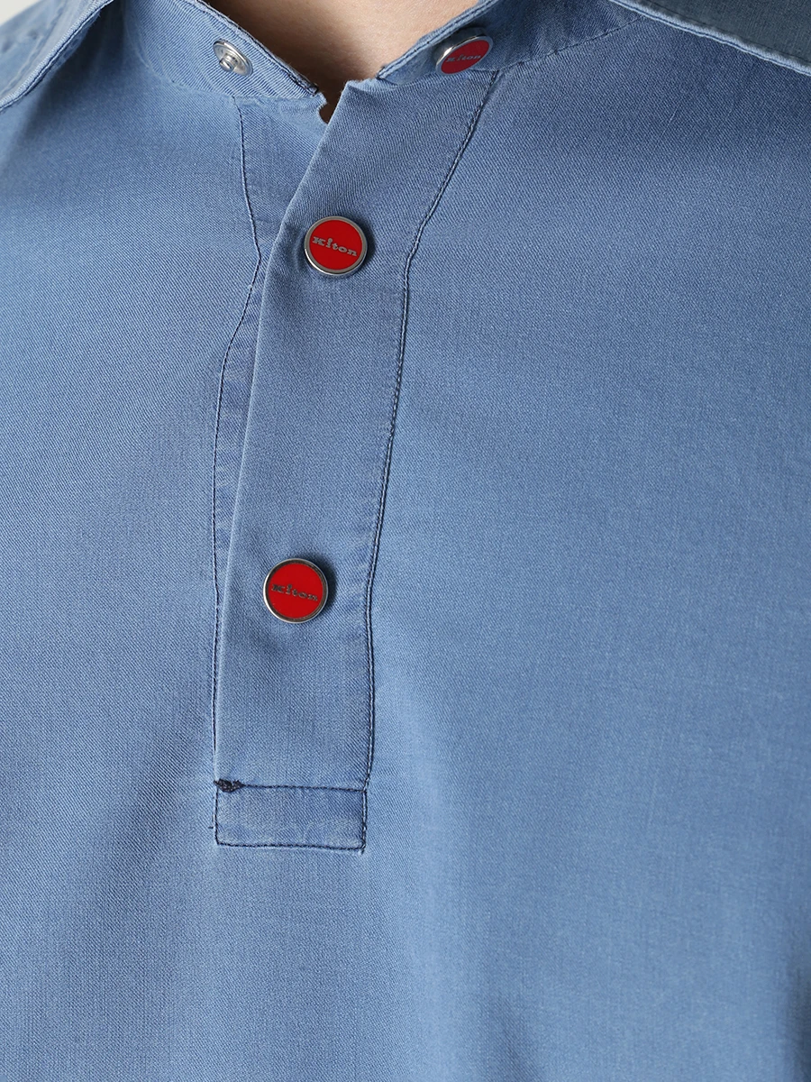 Поло Regular Fit хлопковое KITON UMCPOSH0841603000 Голубой  Фото 5