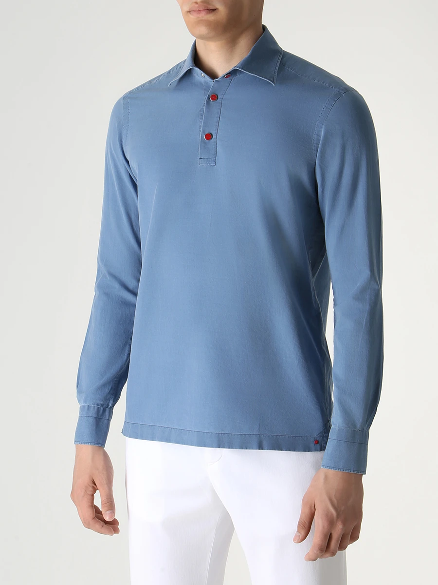 Поло Regular Fit хлопковое KITON UMCPOSH0841603000 Голубой  Фото 4