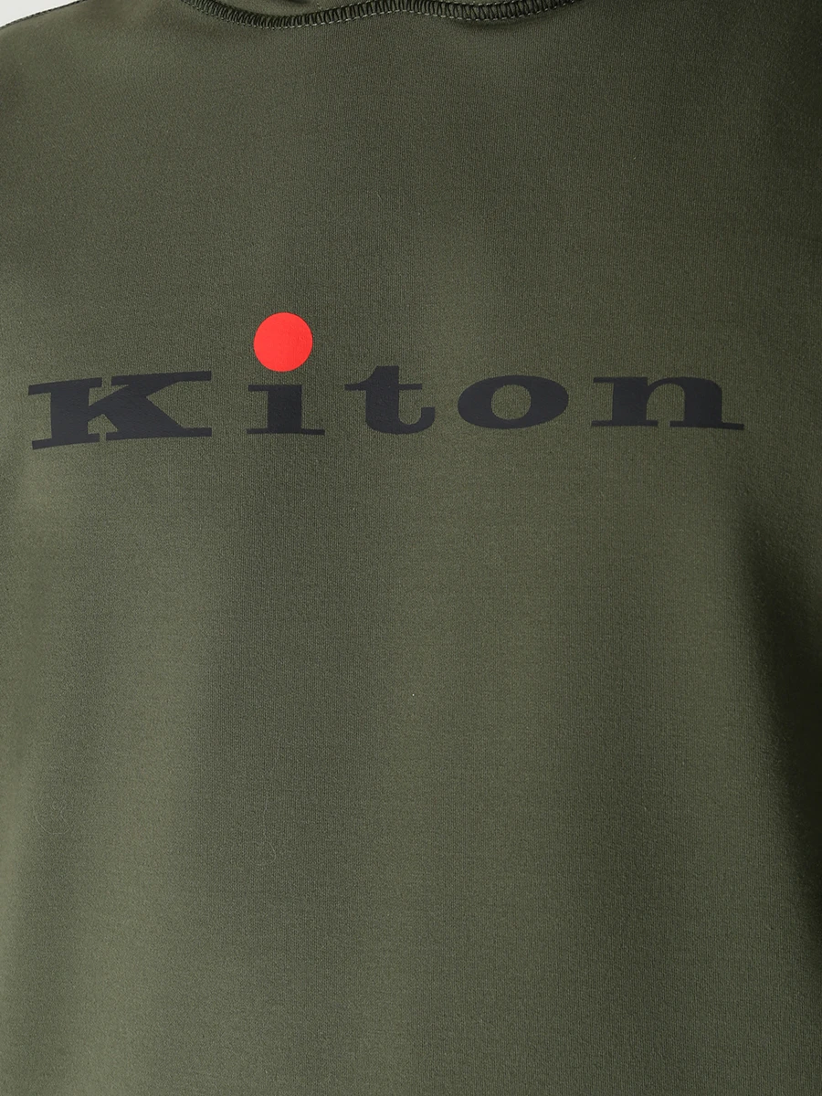 Худи хлопковое KITON UMK027208000 Зеленый  Фото 5