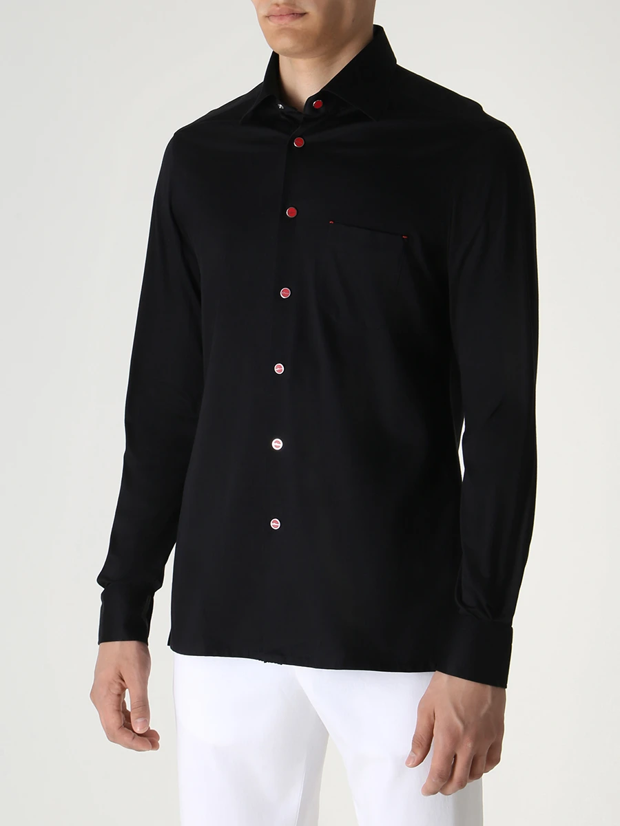 Рубашка Slim Fit хлопковая KITON UMCNERPK06R4913001, размер 50, цвет черный - фото 4