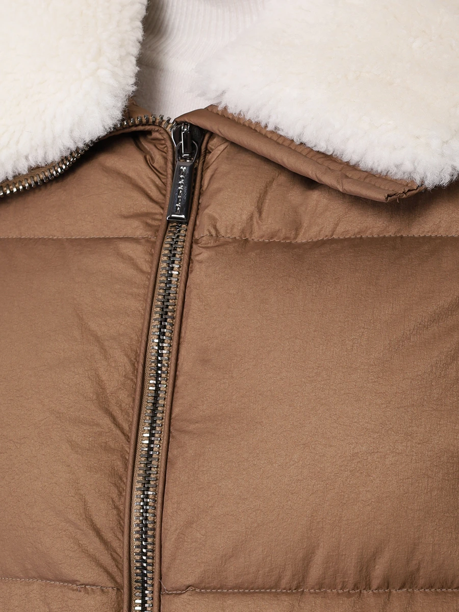 Пуховик-трансформер стеганый MOORER MODGI100870/MIREIA-TCN Коричневый  Фото 5