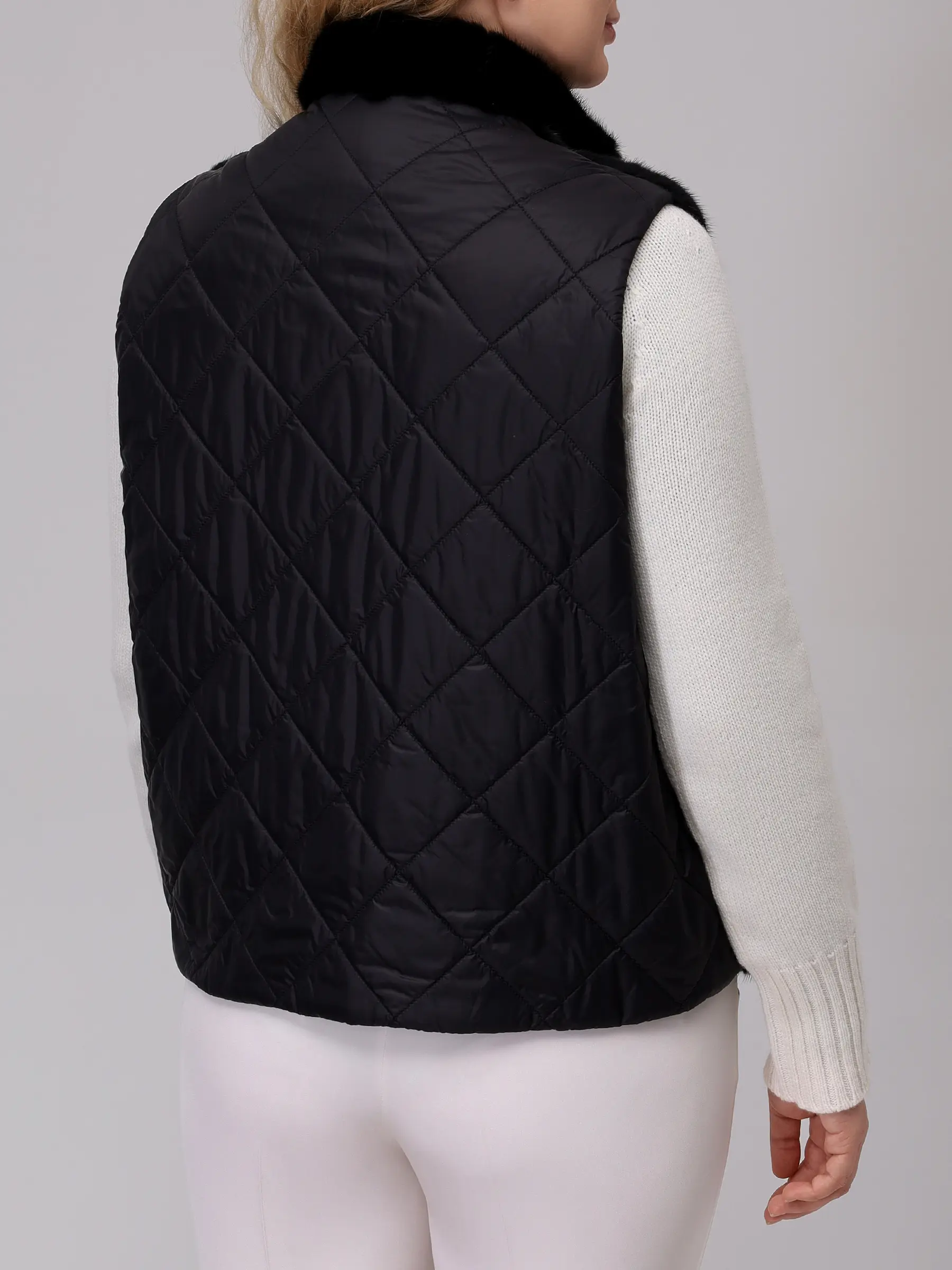 Жилет с мехом норки MANZONI 24 22M124 VNYTR2F б Черный  Фото 4