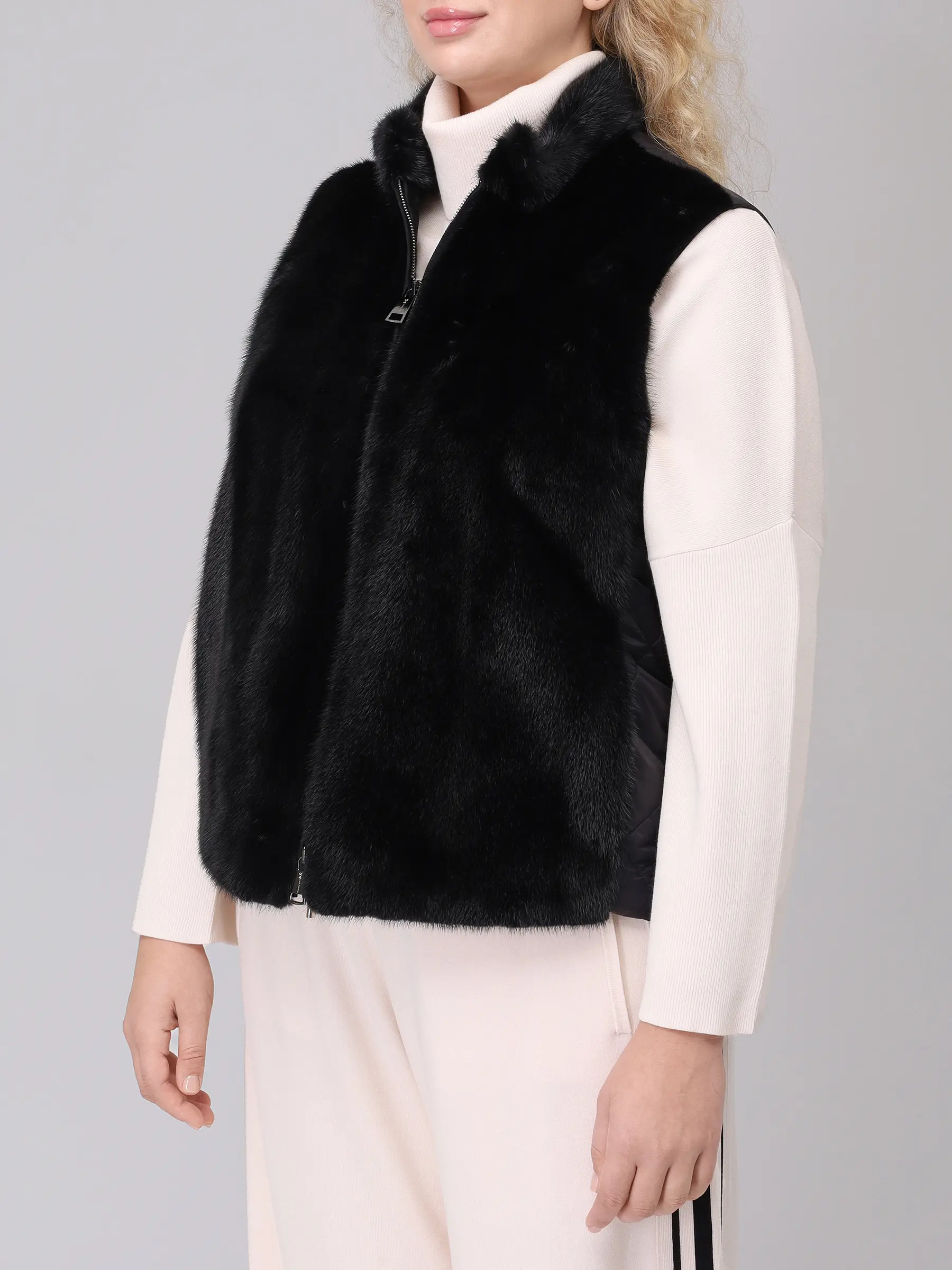 Жилет с мехом норки MANZONI 24 22M124 VNYTR2F б Черный  Фото 5