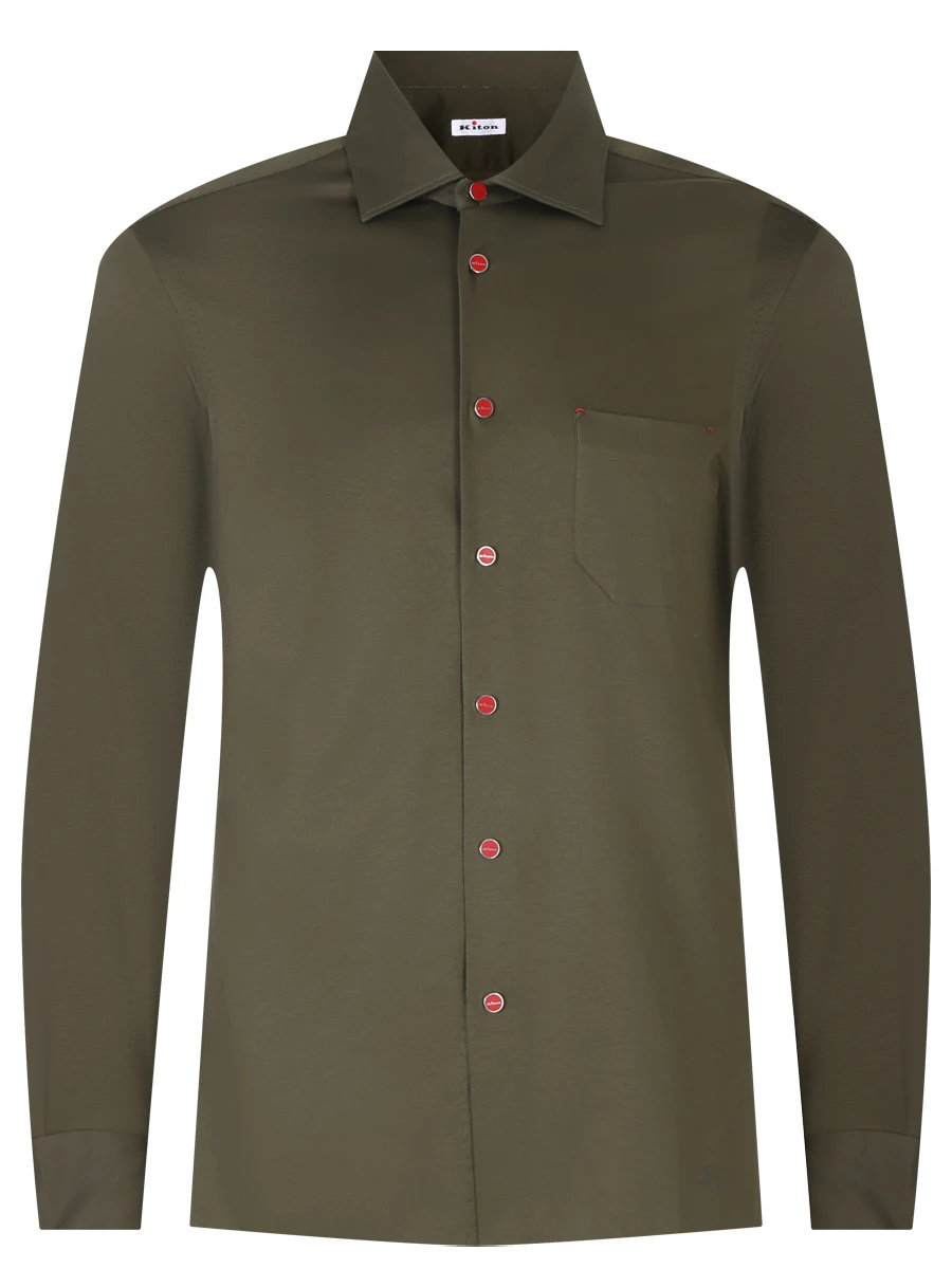 Рубашка Slim Fit хлопковая KITON UMCNERPH0843608001, размер 50, цвет зеленый - фото 1