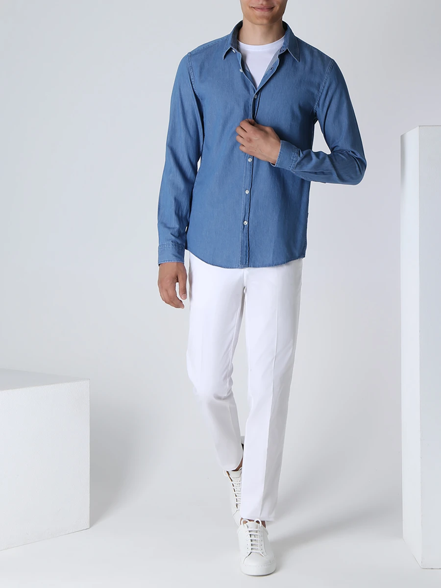 Рубашка Slim Fit джинсовая BOSS 50497046/426, размер 52, цвет голубой 50497046/426 - фото 2