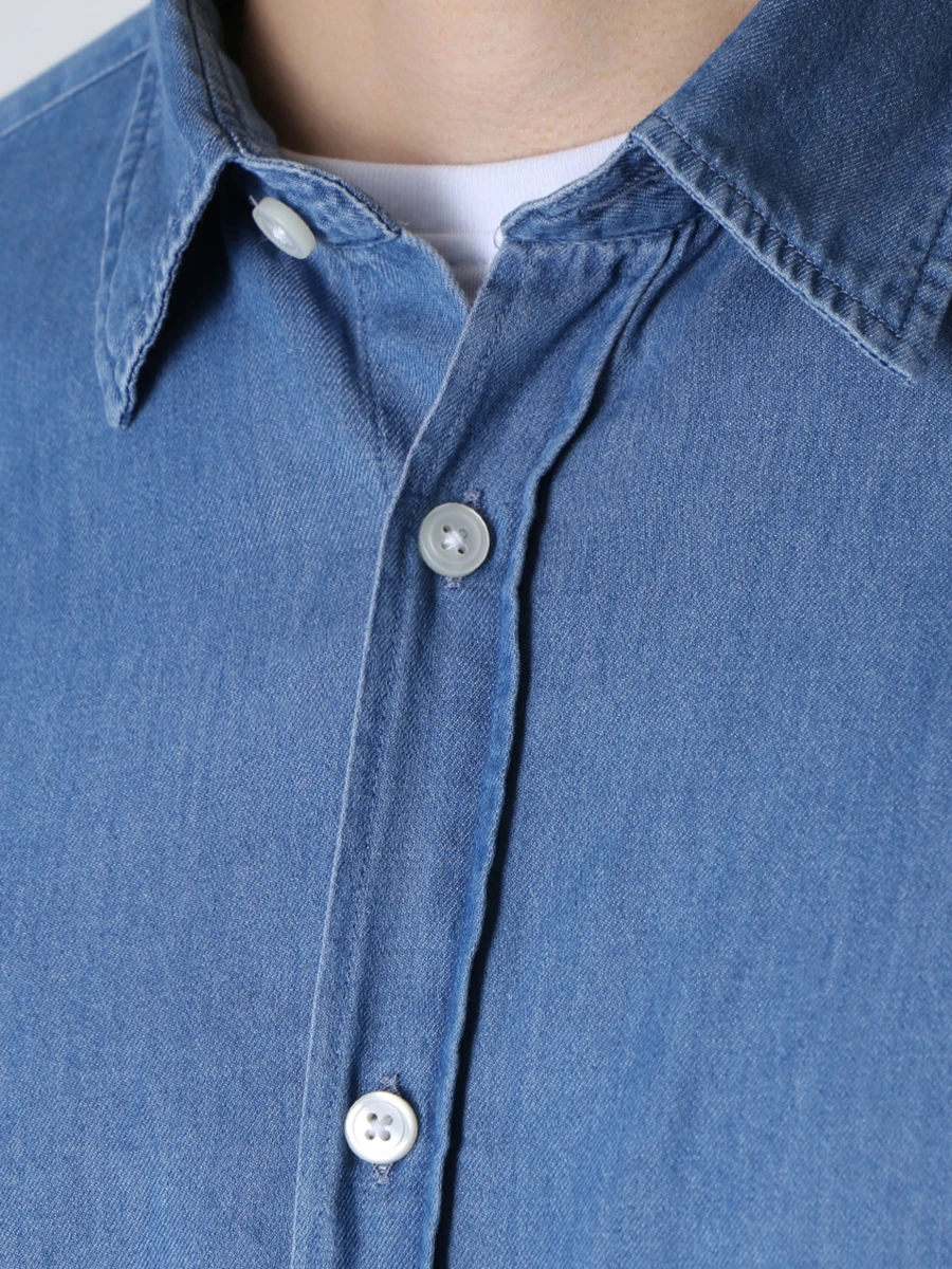 Рубашка Slim Fit джинсовая BOSS 50497046/426, размер 52, цвет голубой 50497046/426 - фото 5