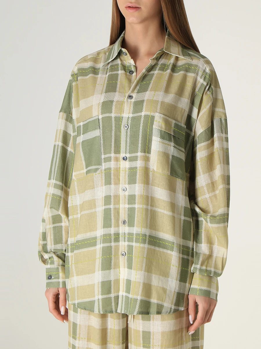 Рубашка из вискозы и льна BALLANTYNE BLH138 QVA03, размер 44, цвет бежевый - фото 4