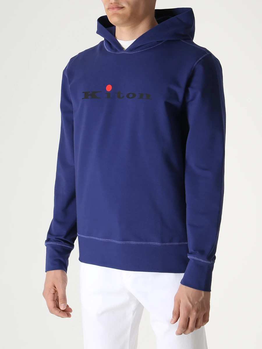 Худи хлопковое KITON UMK027205000 Синий  Фото 4
