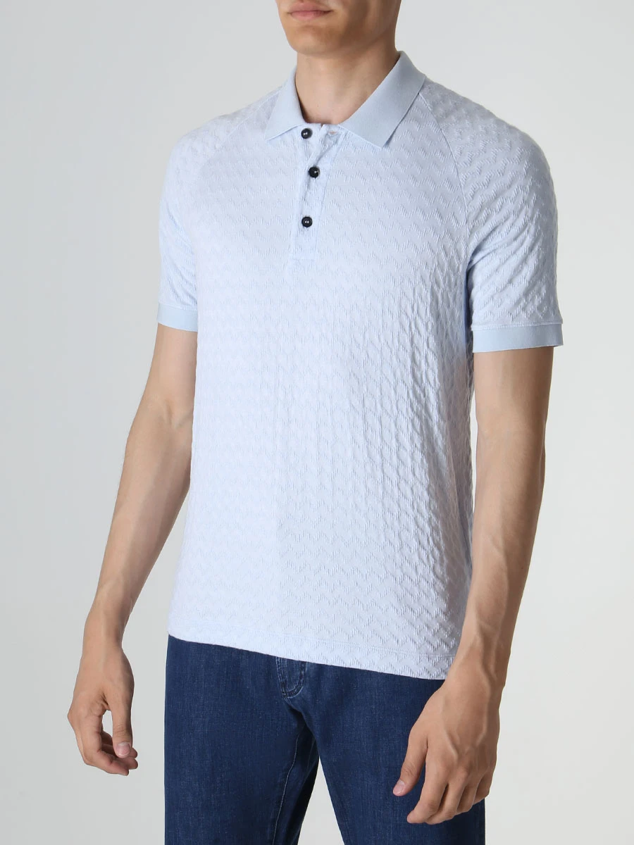 Поло из вискозы GIORGIO ARMANI 3RSF56 SJTEZ U9T6 Голубой  Фото 4