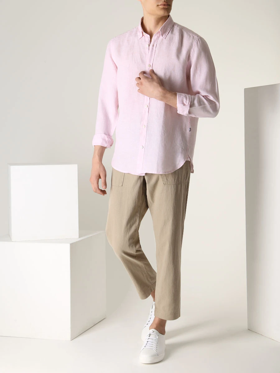 Рубашка Regular Fit льняная BOSS 50490340/690, размер 46, цвет розовый 50490340/690 - фото 2