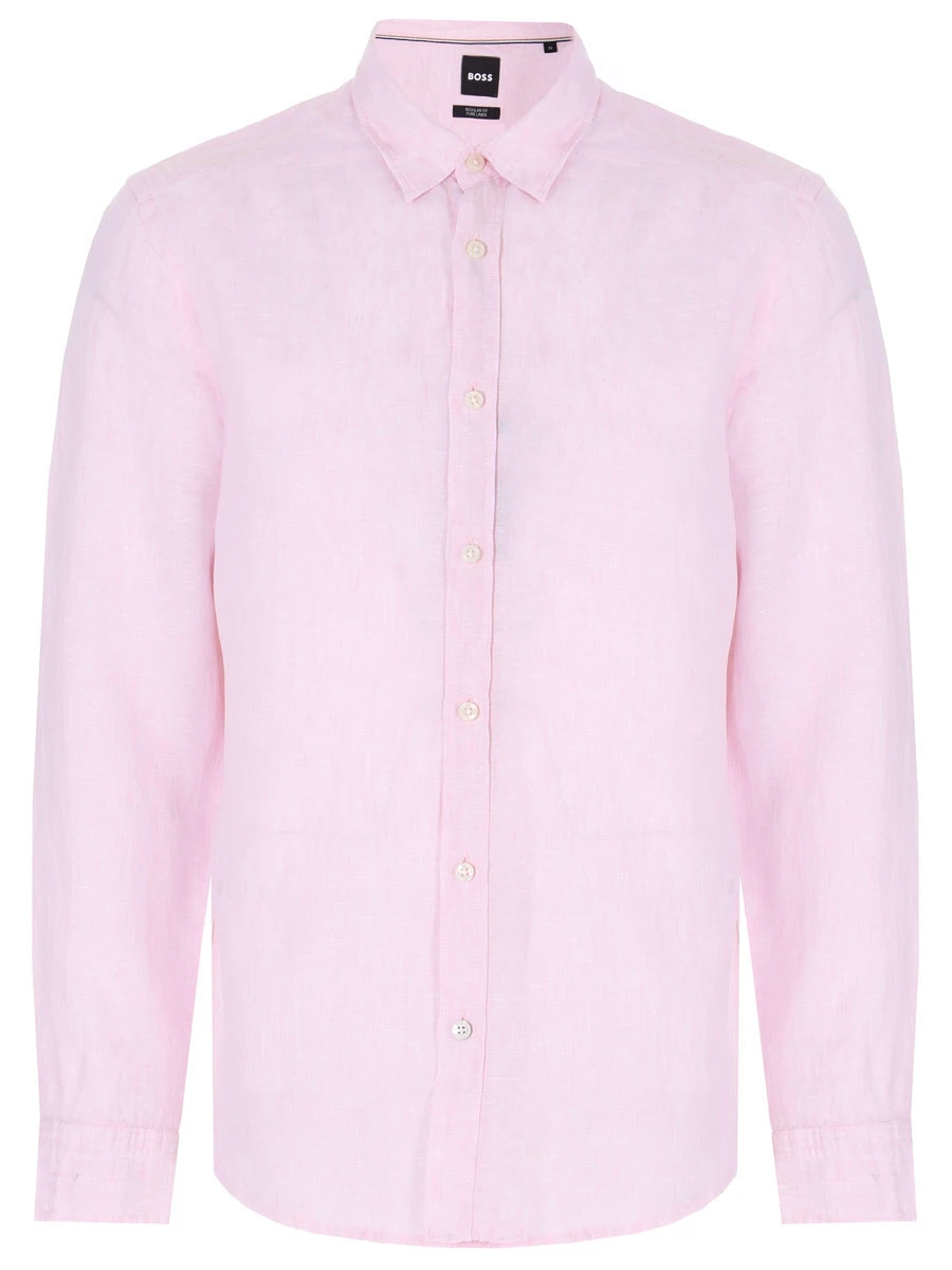Рубашка Regular Fit льняная BOSS 50490340/690, размер 46, цвет розовый 50490340/690 - фото 1