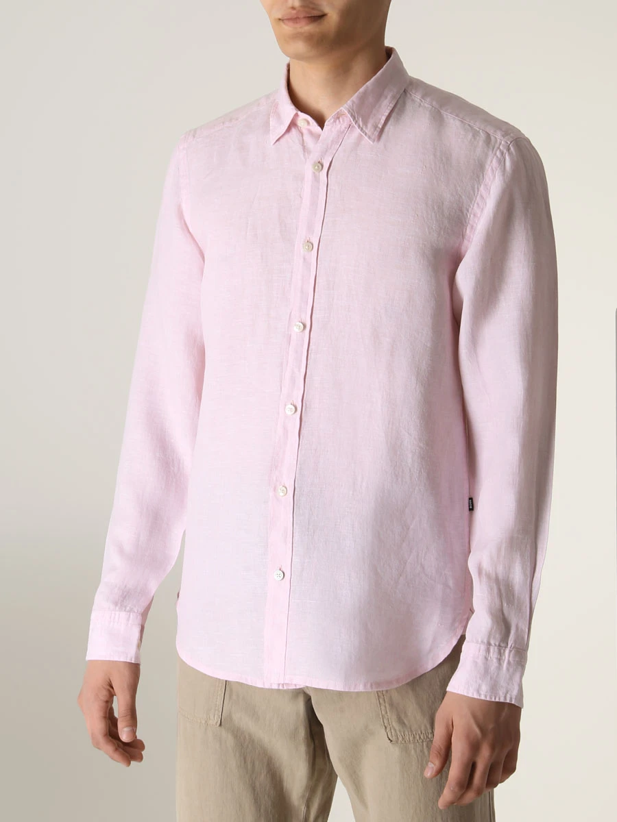 Рубашка Regular Fit льняная BOSS 50490340/690, размер 46, цвет розовый 50490340/690 - фото 4