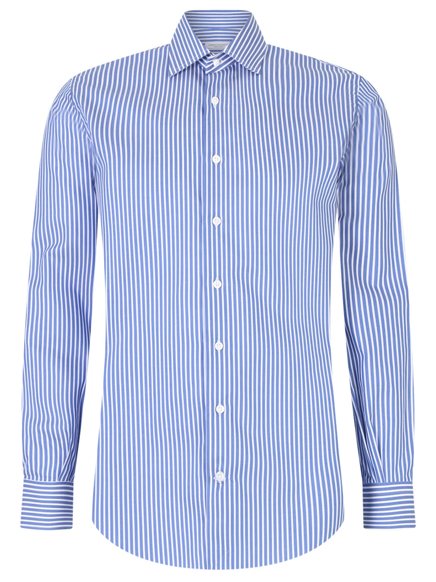 Рубашка Slim Fit хлопковая ROBERTO RICETTI CAMICIA BUR/BR957, размер 52, цвет синий CAMICIA BUR/BR957 - фото 1