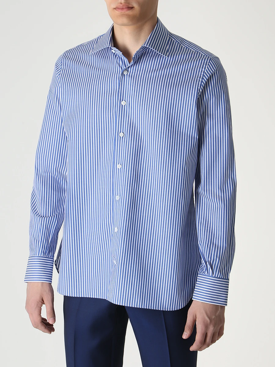 Рубашка Slim Fit хлопковая ROBERTO RICETTI CAMICIA BUR/BR957, размер 52, цвет синий CAMICIA BUR/BR957 - фото 4