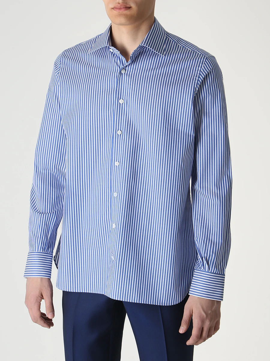 

Рубашка Slim Fit хлопковая, Синий, CAMICIA BUR/BR957