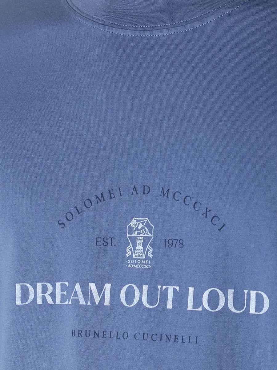 Футболка хлопковая BRUNELLO CUCINELLI M0T618431 CSF03 Синий  Фото 5