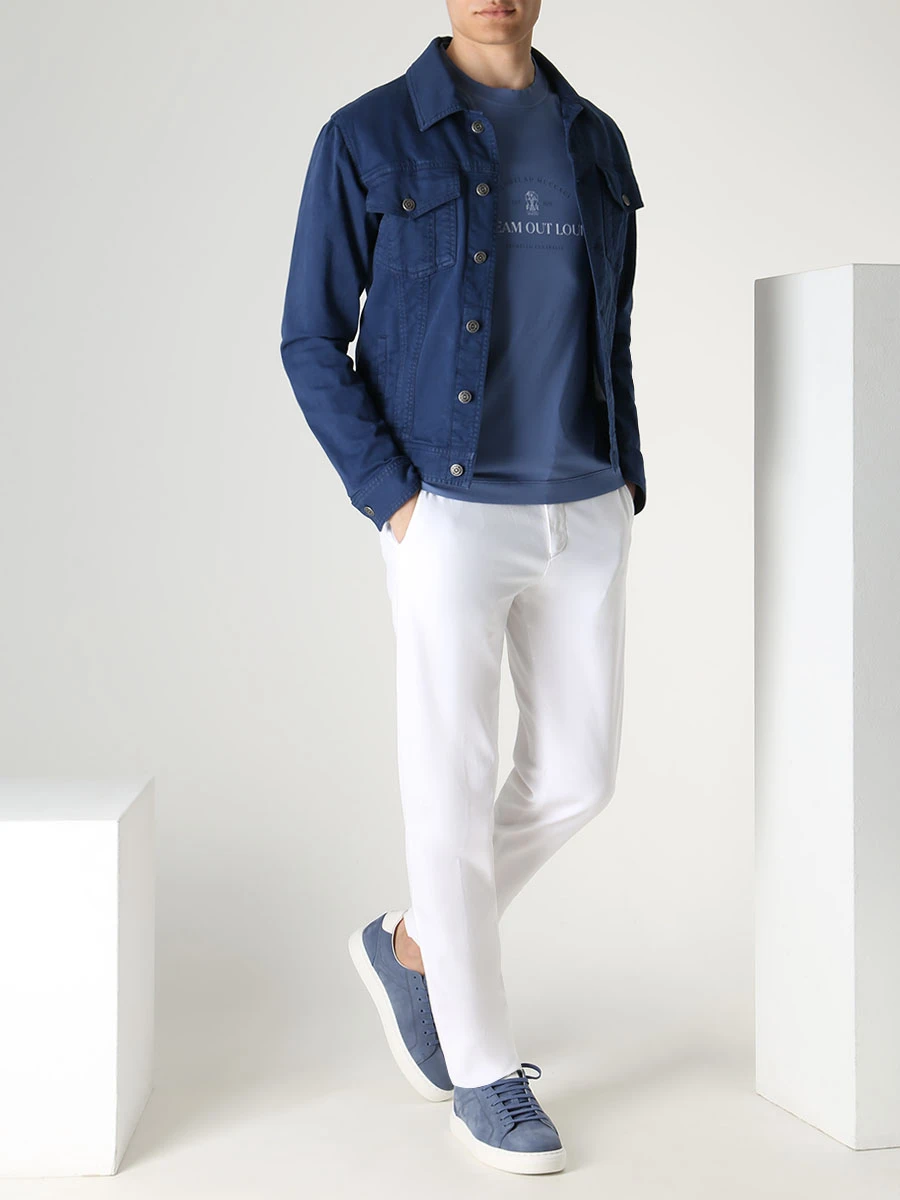 Футболка хлопковая BRUNELLO CUCINELLI M0T618431 CSF03 Синий  Фото 2