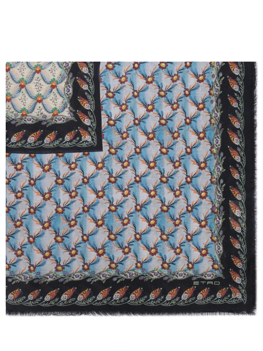 Платок-шаль из кашемира и шелка ETRO 10010 9531 250, размер Один размер, цвет голубой