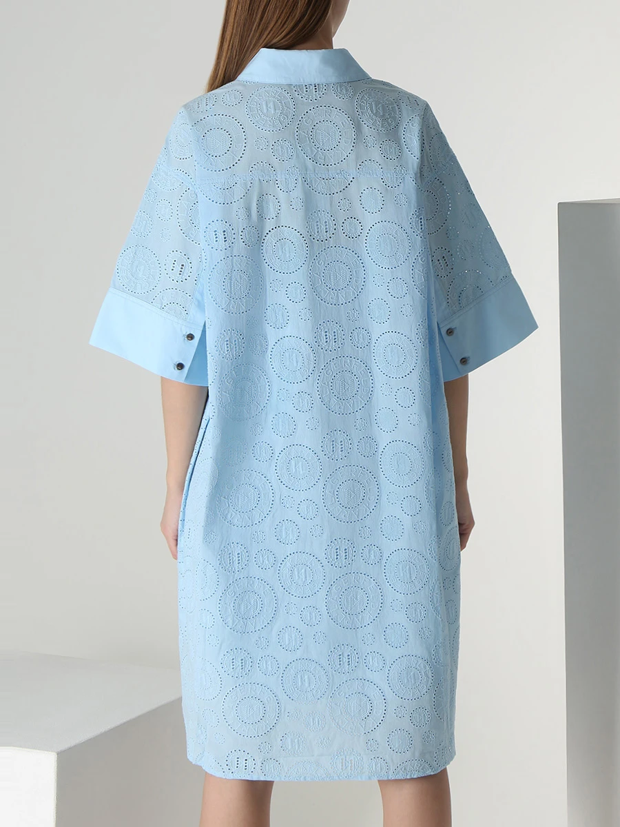 Платье-рубашка хлопковое KARL LAGERFELD 231W1302 632, размер 44, цвет голубой - фото 3