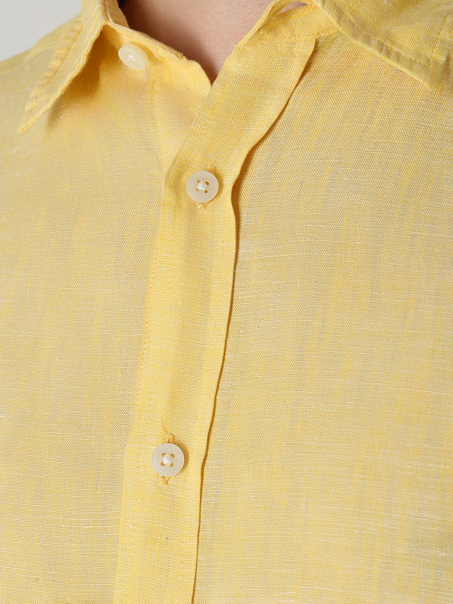 Рубашка Regular Fit льняная BOSS 50490340/733, размер 46, цвет желтый 50490340/733 - фото 5