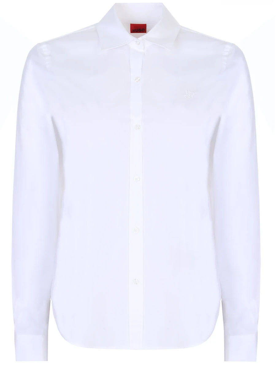 Рубашка хлопковая HUGO 50496339/100, размер 40, цвет белый