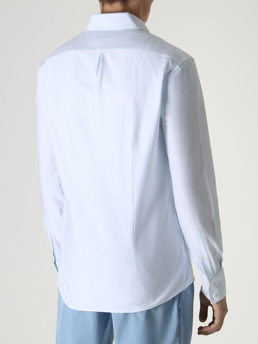 Рубашка Slim Fit хлопковая BRUNELLO CUCINELLI MTS836686 C9071 Голубой  Фото 3