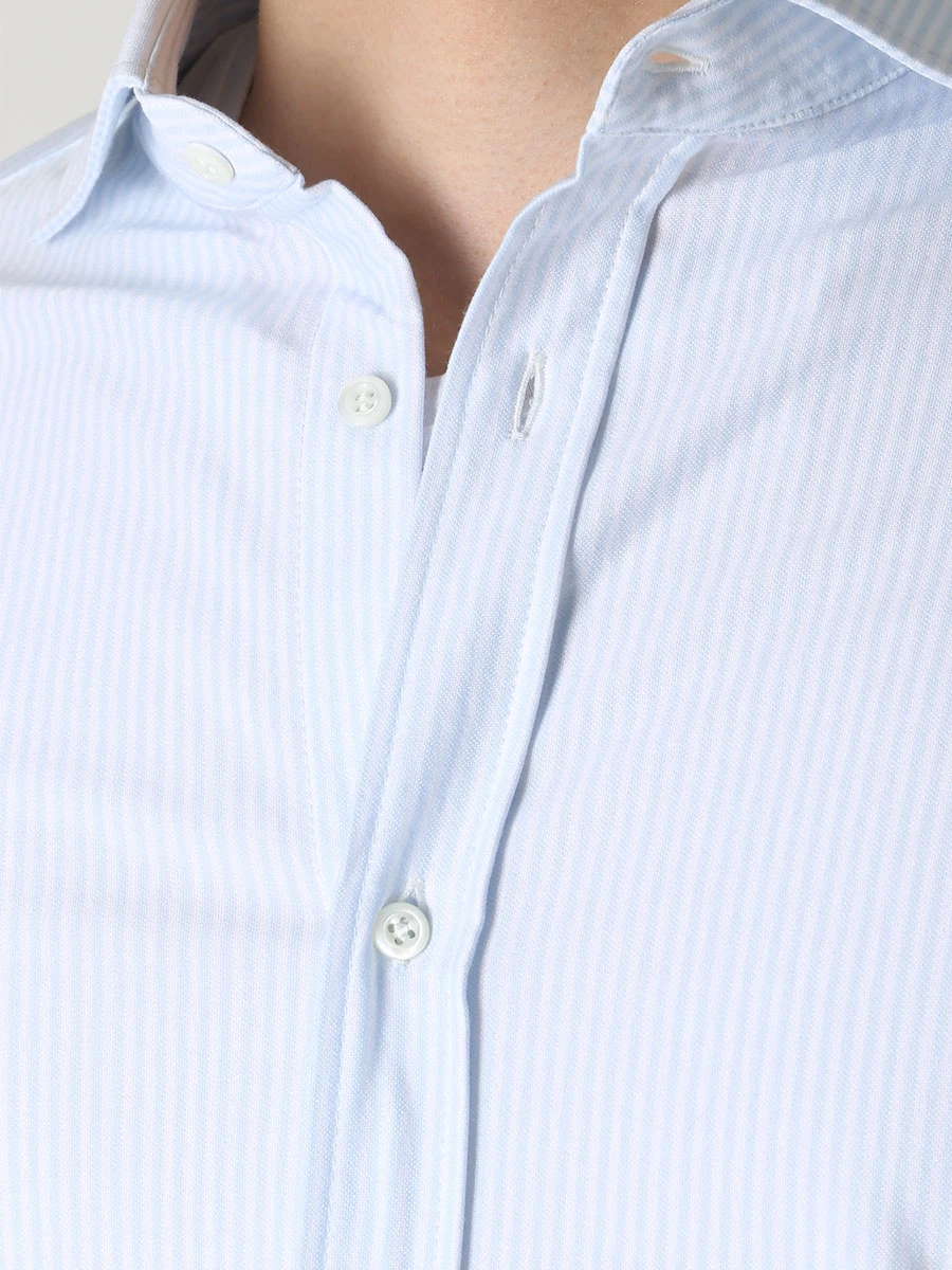 Рубашка Slim Fit хлопковая BRUNELLO CUCINELLI MTS836686 C9071 Голубой  Фото 5